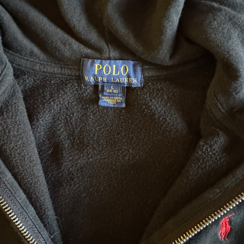 Polo Ralph Lauren Black Full Zip Hoodie Sweatshirt Youth Size L - Picture 2 of 6